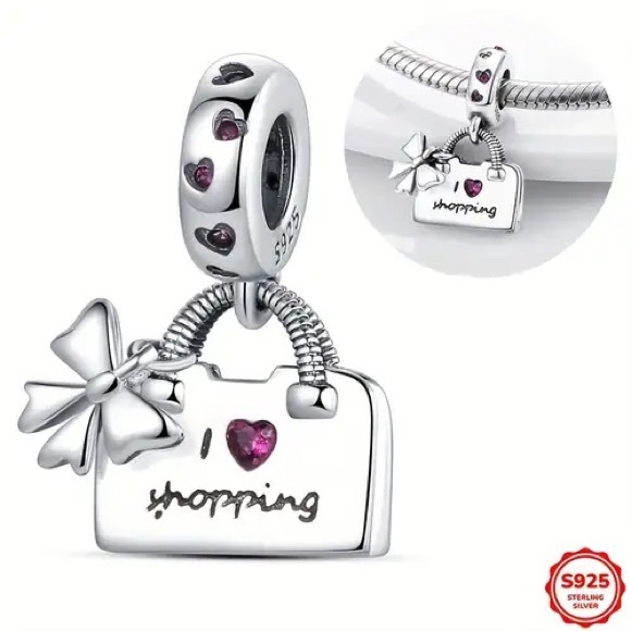 Pandora Silver and Pink Charm - Picture 1 of 2